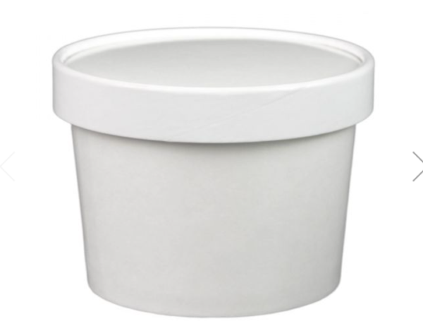White Double Poly-Coated Paper Food Cup with Vented Paper Lid - 250/Case - Image 2